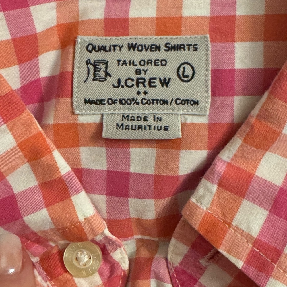 J. Crew Vibrant Pink and Orange Plaid Shirt